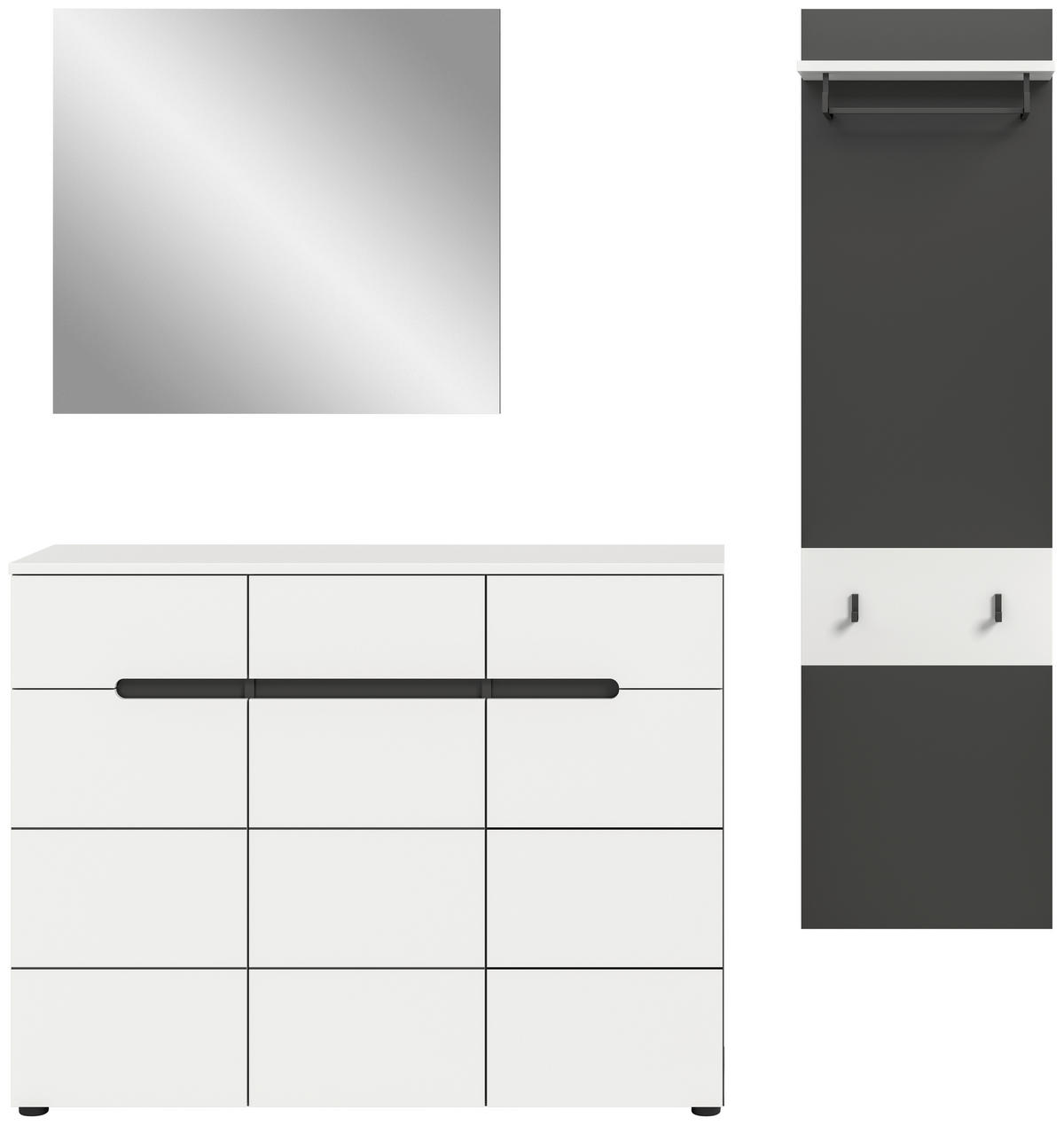 Garderobe Canu basaltgrau Nachbildung weiß B/H/T: ca. 180x190x37 cm Canu - weiß/basaltgrau (180,00/190,00/37,00cm) - xonox.home