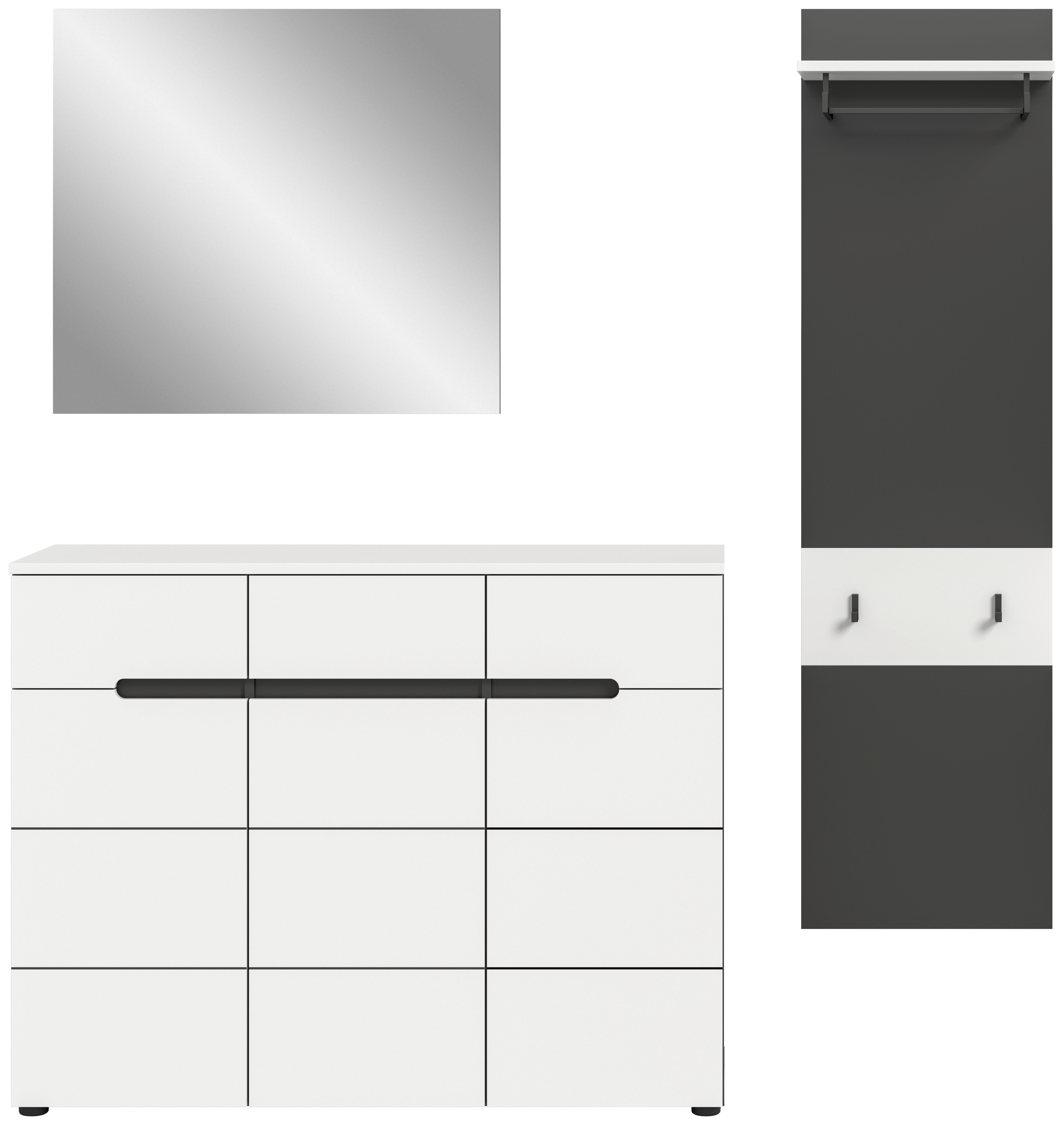 Thumbnail - Garderobe Canu basaltgrau Nachbildung weiß B/H/T: ca. 180x190x37 cm