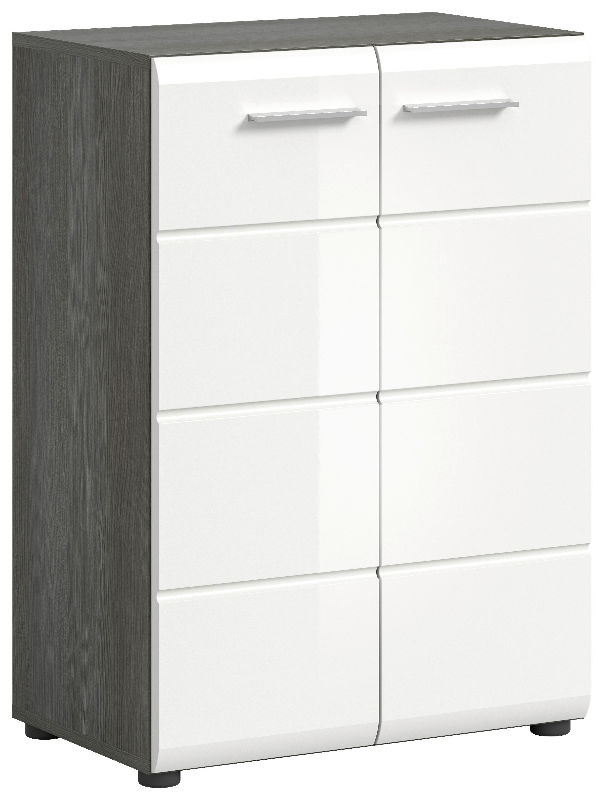 Kommode SALSA Rauchsilber Nachbildung weiß Hochglanz B/H/T: ca. 60x85x37 cm SALSA - weiß (60,00/85,00/37,00cm) - xonox.home