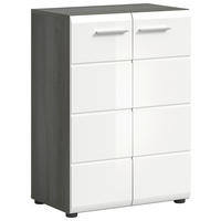 Kommode SALSA Rauchsilber Nachbildung weiß Hochglanz B/H/T: ca. 60x85x37 cm SALSA - weiß (60,00/85,00/37,00cm) - xonox.home