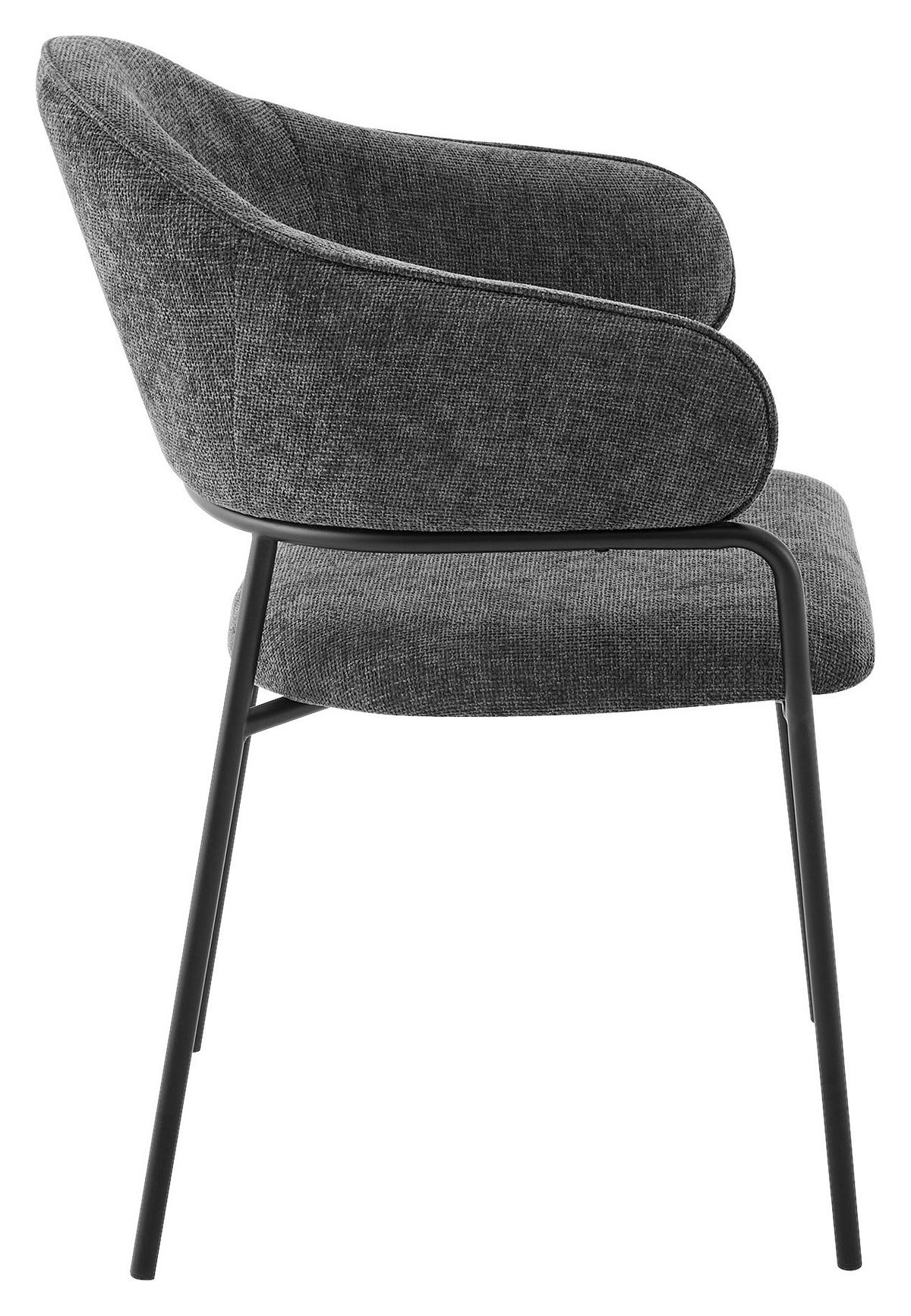 Stuhl CURVE schwarz grau Metall Stoff B/H/T: ca. 60x86x58 cm CURVE - schwarz/grau (60,00/86,00/58,00cm) - byLIVING