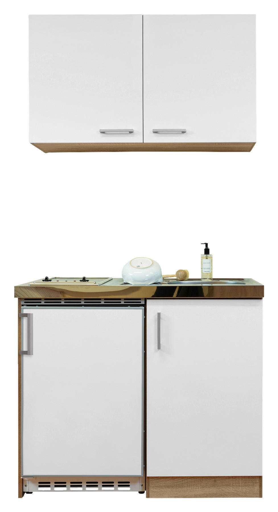 Respekta Miniküche 100 weiß matt B/H/T: ca. 100x200x60 cm 100 - Eiche/weiß (100,00/200,00/60,00cm) - Respekta