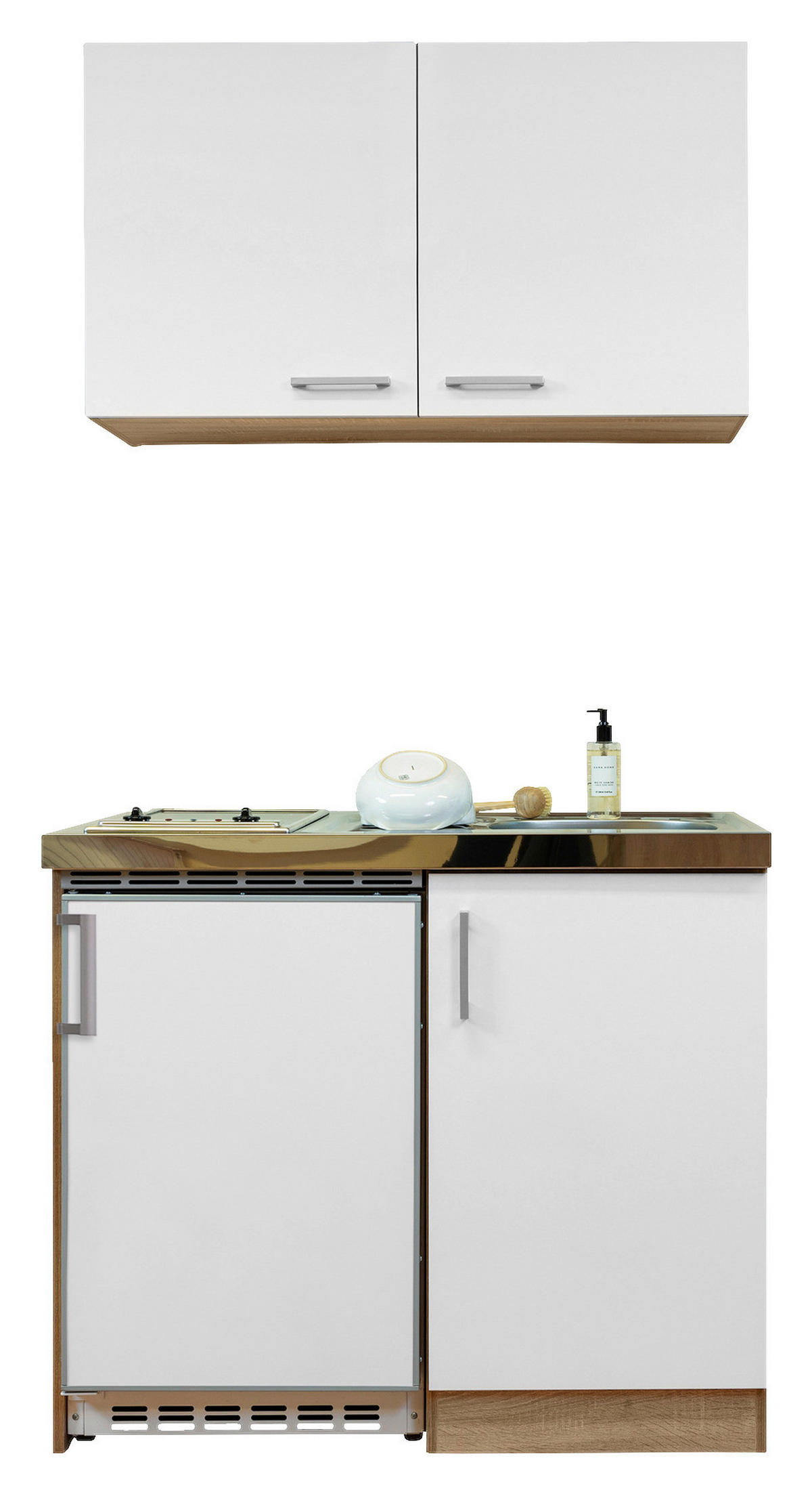 Respekta Miniküche 100 weiß matt B/H/T: ca. 100x200x60 cm 100 - Eiche/weiß (100,00/200,00/60,00cm) - Respekta