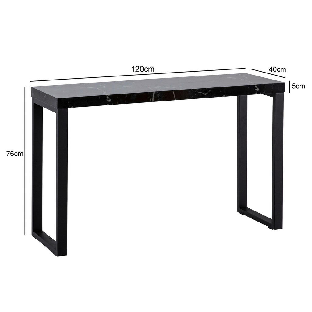 Thumbnail - Konsolentisch schwarz Marmor Optik MDF B/H/T: ca. 120x76x40 cm