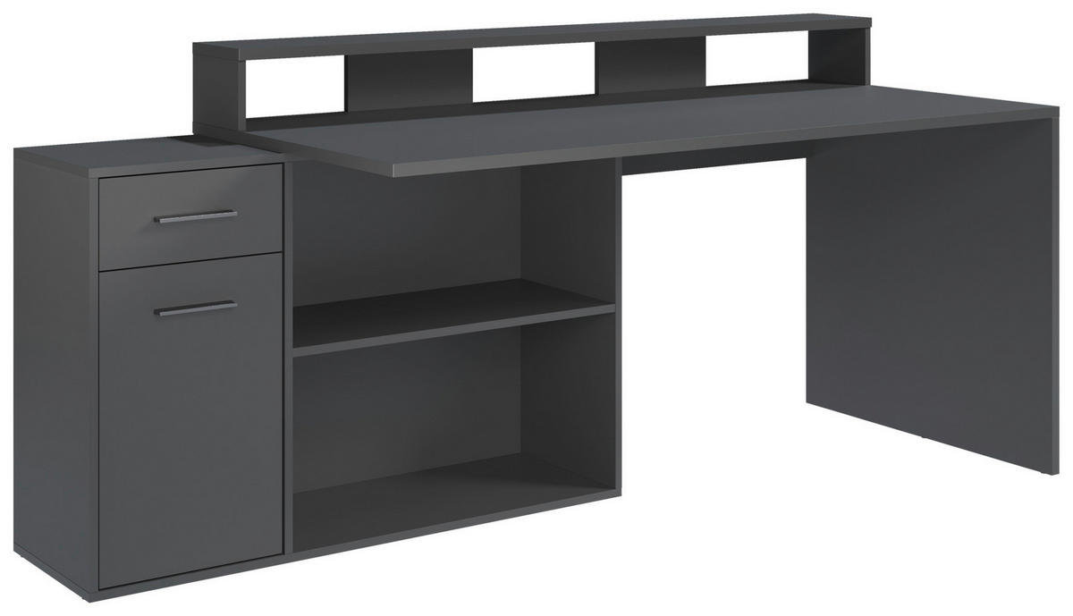 Schreibtisch Gamer anthrazit matt B/H/T: ca. 160x92x115 cm Gamer - schwarz/anthrazit (160,00/92,00/115,00cm)