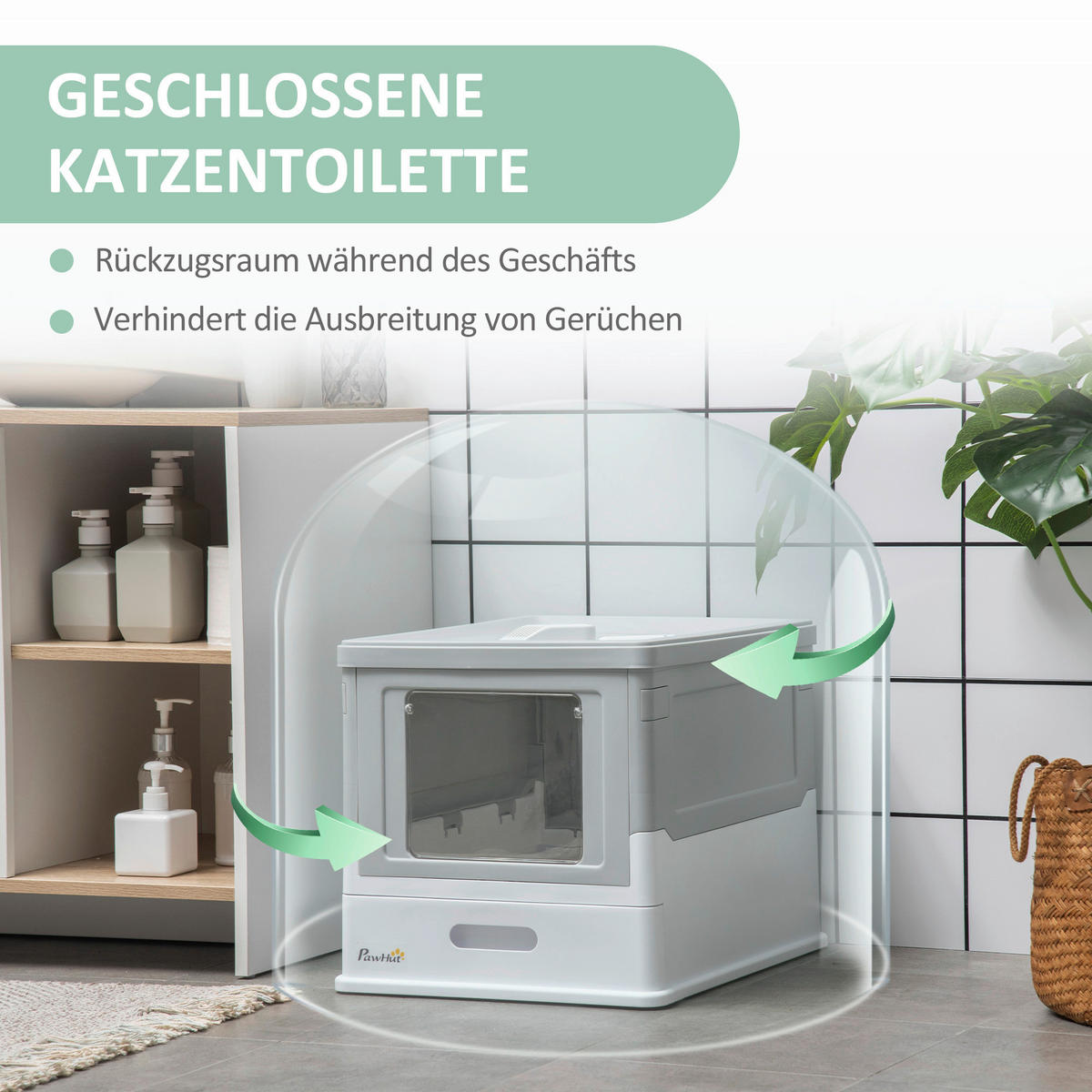 PawHut Katzen-Zubehör grau Edelstahl B/H/L: ca. 35,5x47,5x36,7 cm Katzentoilett - weiß/grau (36,70/35,50/47,50cm) - PawHut