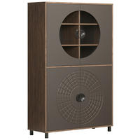 Highboardvitrine Fusion Eiche dunkel Nachbildung bronze Optik B/H/T: ca. 97x163x42 cm Fusion - Eiche/bronze (97,00/163,00/42,00cm)