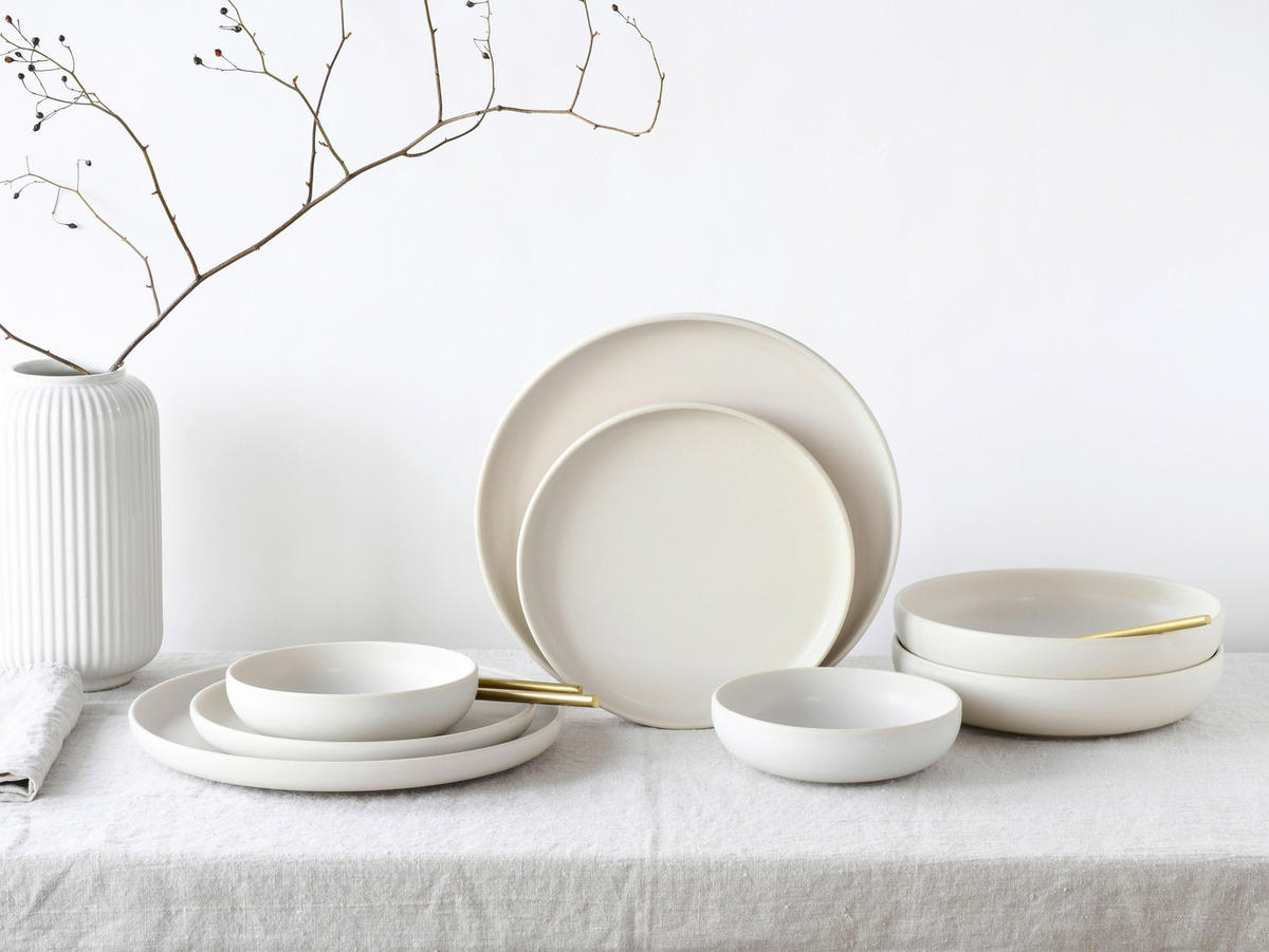 CreaTable Tafelservice Uno weiß Steinzeug 8 tlg. Uno - weiß - CreaTable