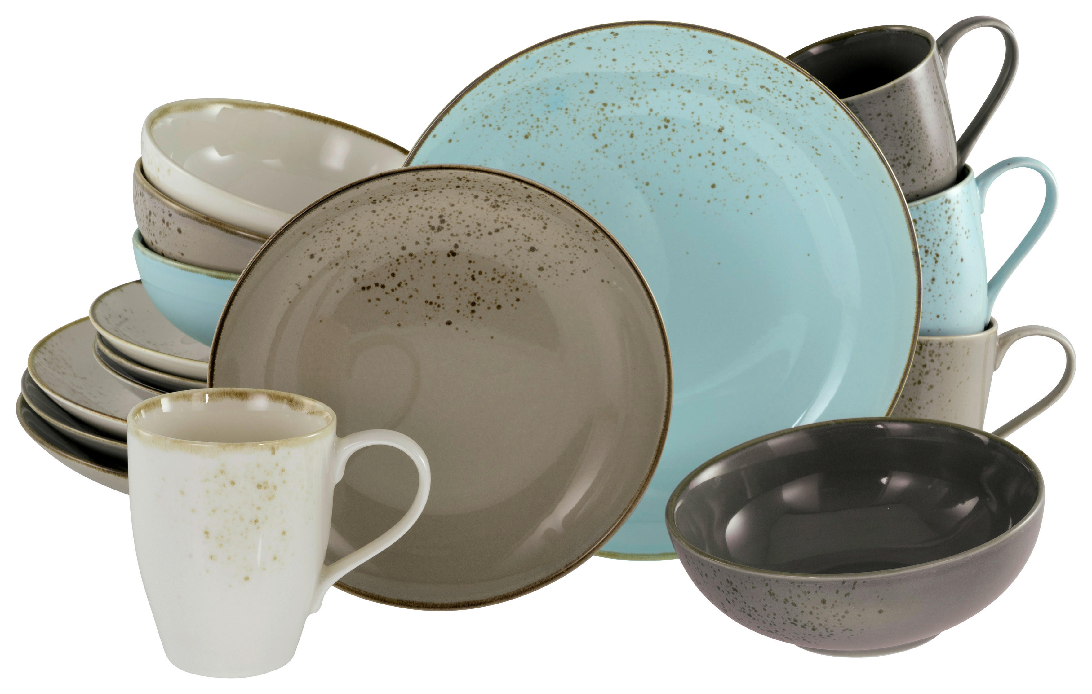 CreaTable Kombiservice Nature Scandinavia multicolor Keramik 16 tlg. Nature Scandinavia - multicolor - CreaTable