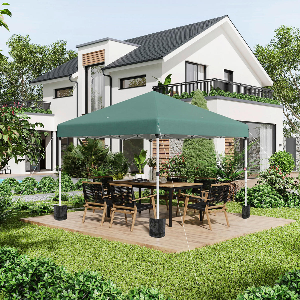 Outsunny Pavillon grün Polyester B/H/L: ca. 297x288x297 cm Pavillon - grün (297,00/297,00/288,00cm) - Outsunny