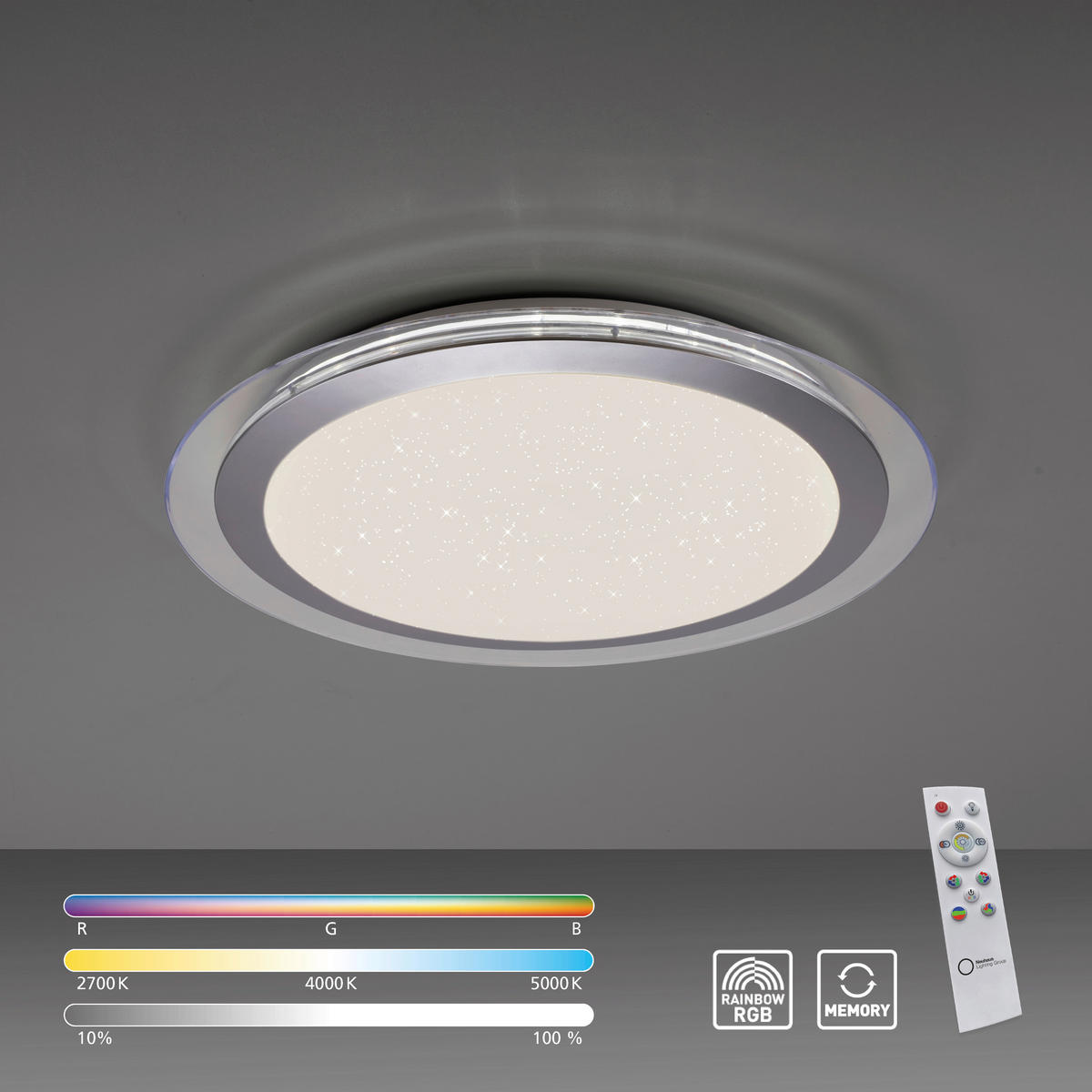 Just Light LED-Deckenleuchte CYBA 15411-21 klar silber Kunststoff Metall H/D: ca. 8x45 cm 2 Brennstellen CYBA - klar/silber (45,00/8,00cm) - Just Light