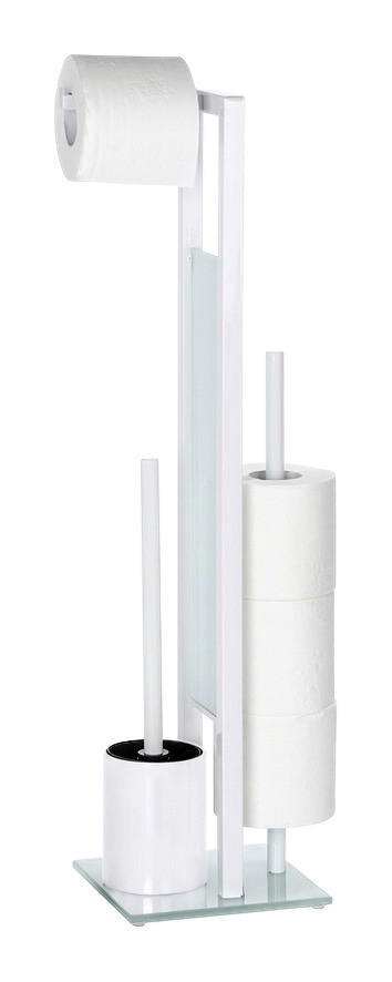 Stand-WC-Garnitur weiß Glas Stand-WC-Garnitur_Rivalta weiß - weiß (23,00/18,00/70,00cm) - WENKO