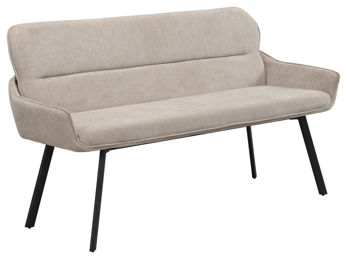 Sitzbank RICO schwarz taupe Metall Stoff B/H/T: ca. 140x90x62 cm RICO - schwarz/taupe (140,00/90,00/62,00cm) - byLIVING
