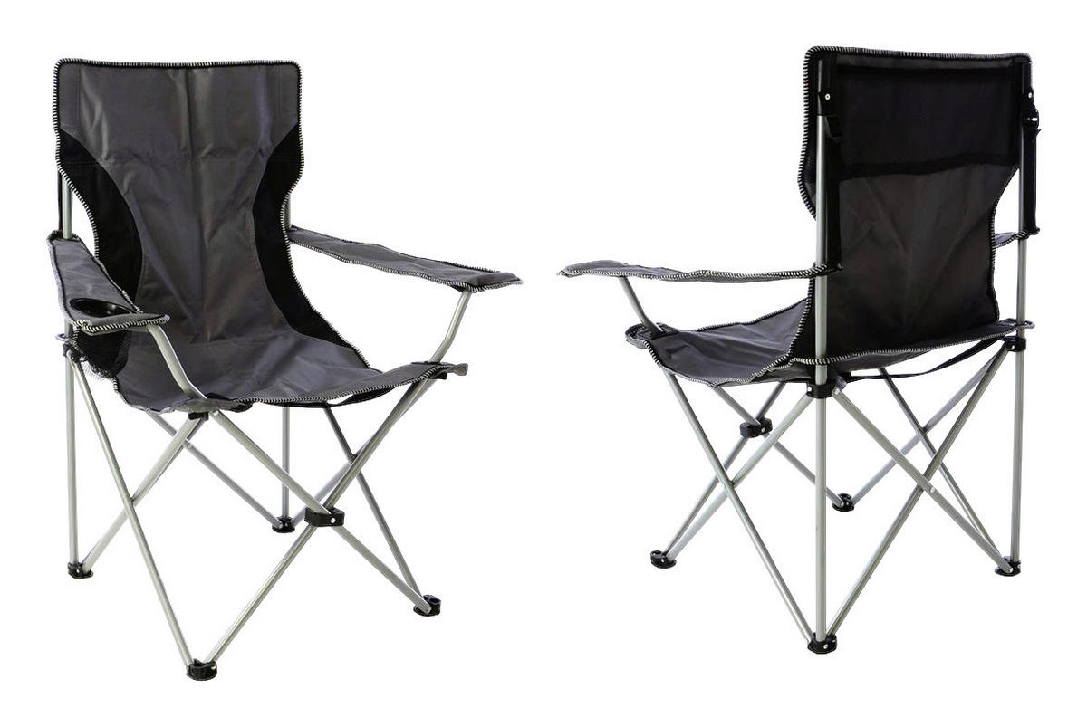 VCM Campingstuhl-Set schwarz Stahl B/H/T: ca. 47x90x47 cm Campingstuhl_2er-Set - schwarz (47,00/90,00/47,00cm) - VCM