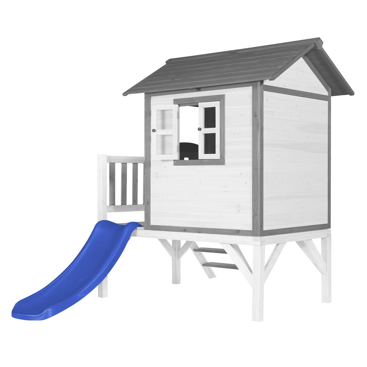 AXI Spielhaus Lodge XL grau B/H/T: ca. 240x189x167 cm Lodge XL - blau/weiß (240,00/189,00/167,00cm) - AXI