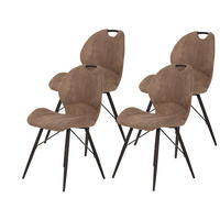 Stuhl Kate 4er Set schlamm Vintage Microfaser B/H/T: ca. 50x86x56 cm Kate 4er Set - braun/schlamm (50,00/86,00/56,00cm) - Hela