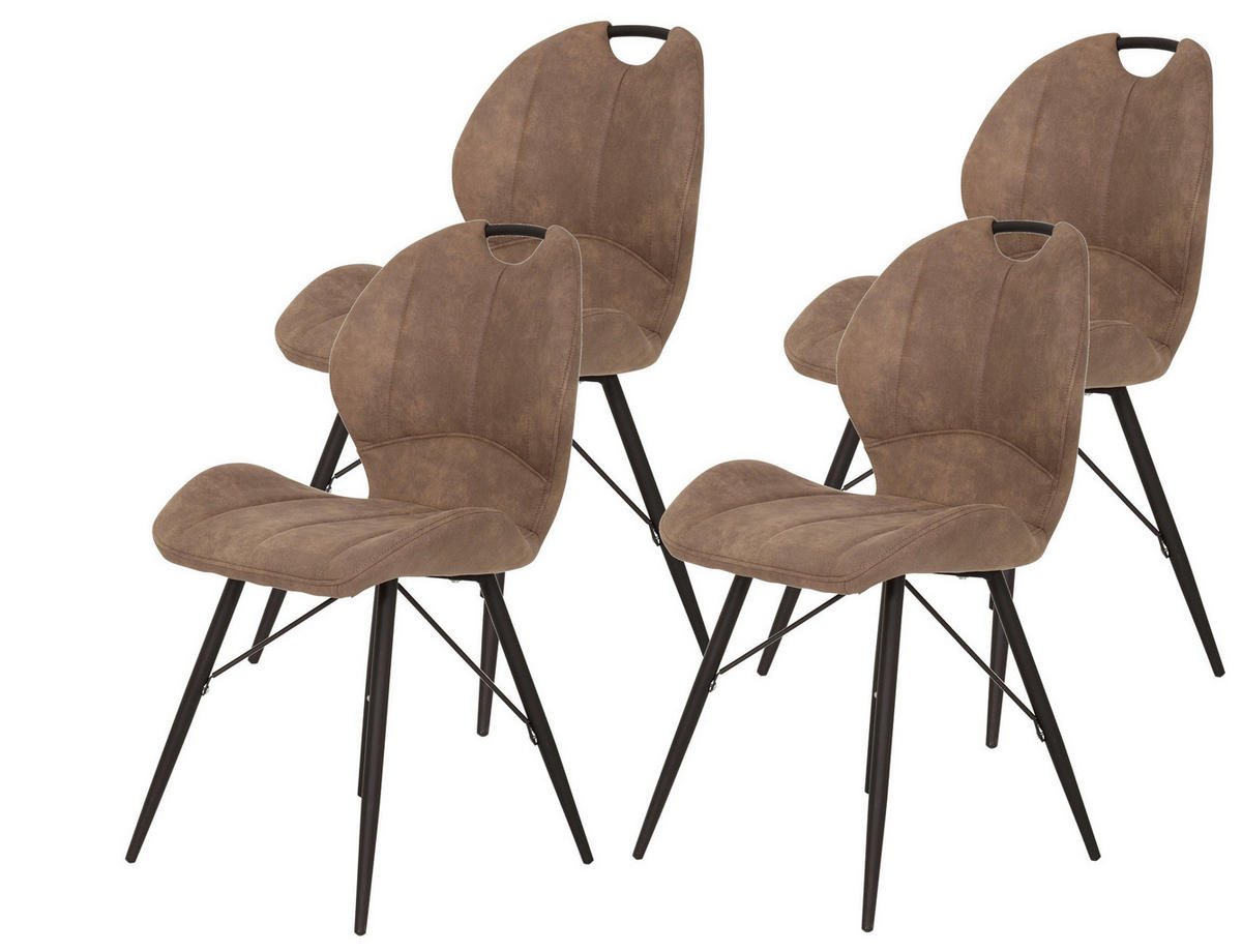 Stuhl Kate 4er Set schlamm Vintage Microfaser B/H/T: ca. 50x86x56 cm Kate 4er Set - braun/schlamm (50,00/86,00/56,00cm) - Hela