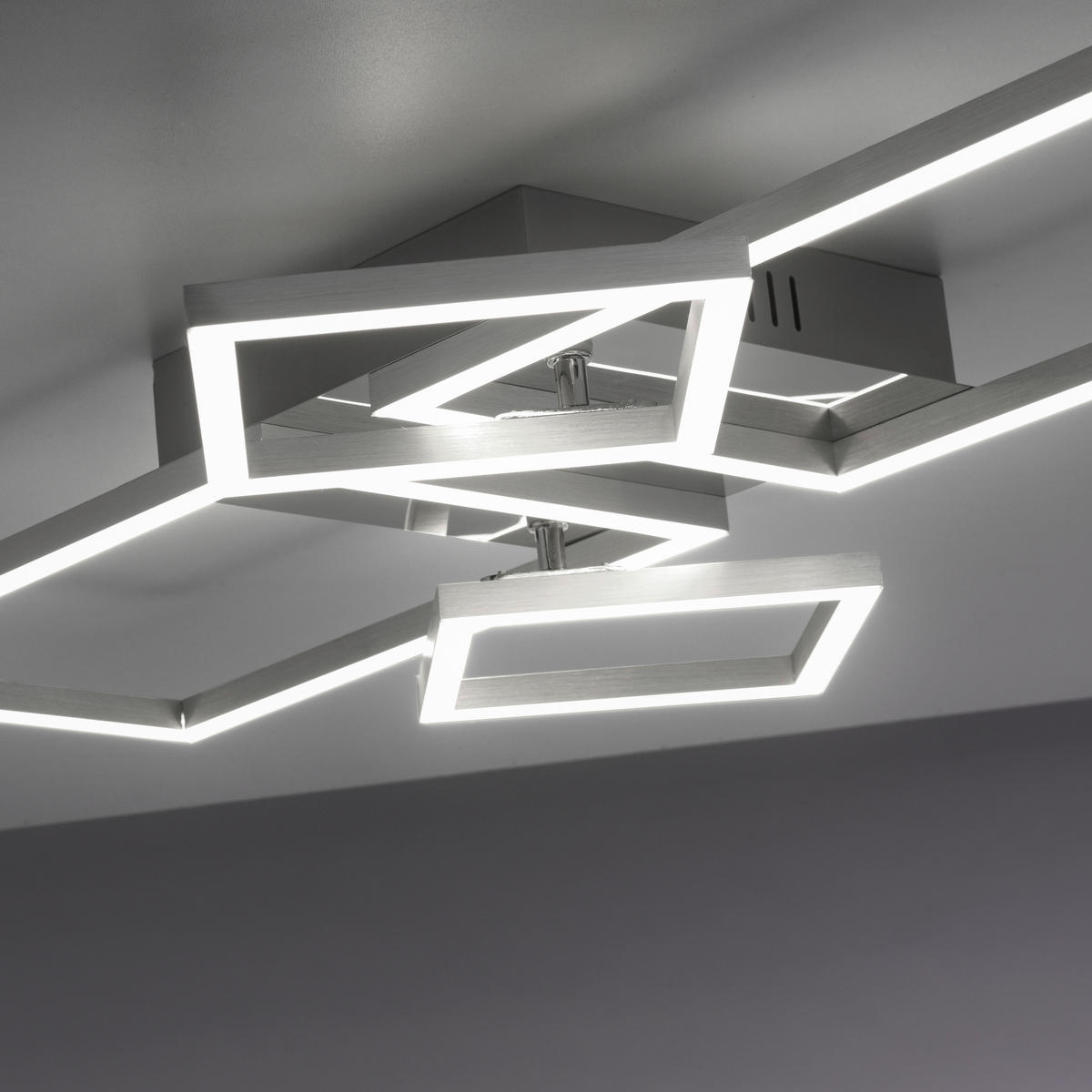 Just Light Deckenleuchte 14030-55  Iven stahlfarbig Kunststoff Eisen Aluminium B/H/L: ca. 34x7x65 cm Iven - stahlfarbig (65,00/34,00/7,00cm) - Just Light
