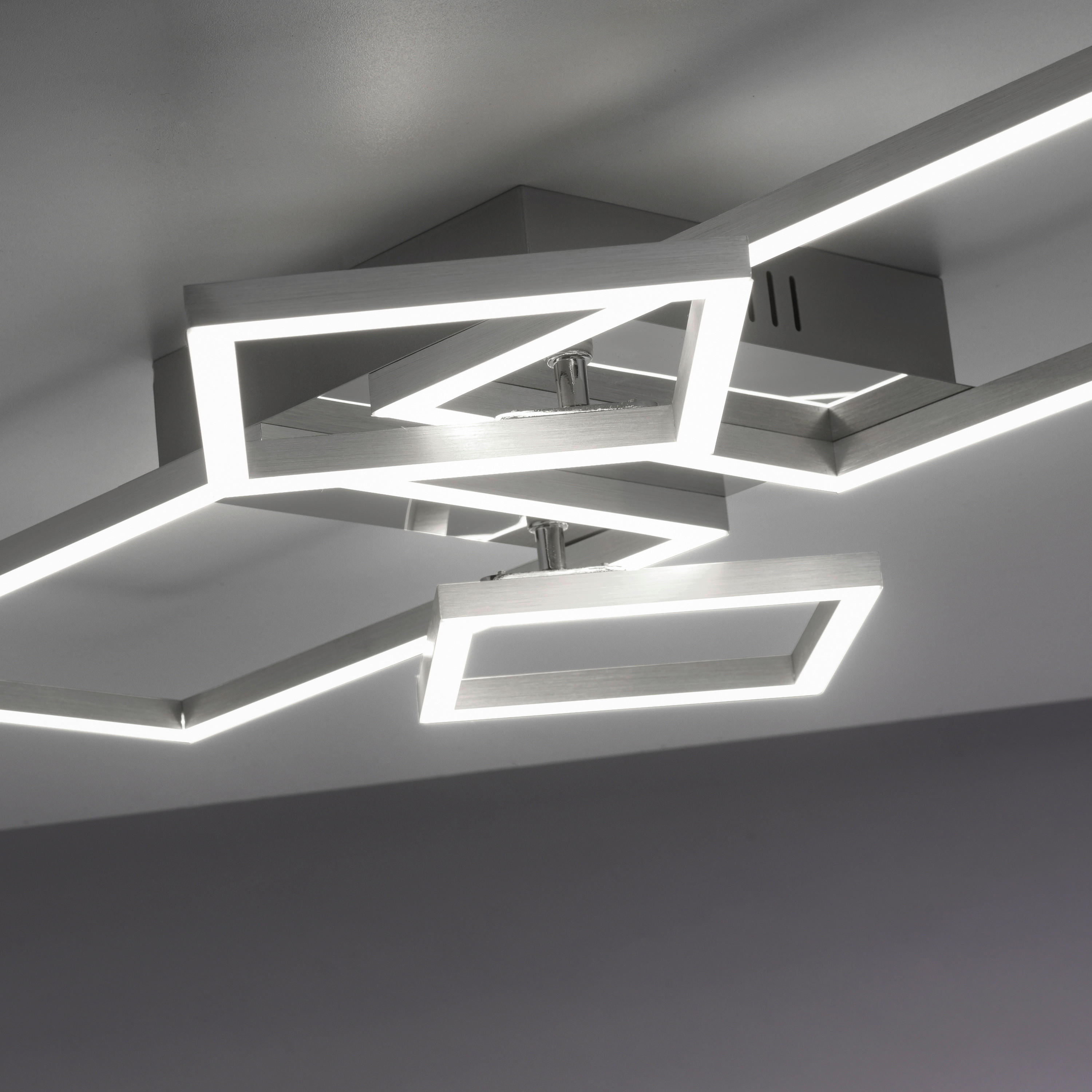 Thumbnail - Just Light Deckenleuchte 14030-55  Iven stahlfarbig Kunststoff Eisen Aluminium B/H/L: ca. 34x7x65 cm