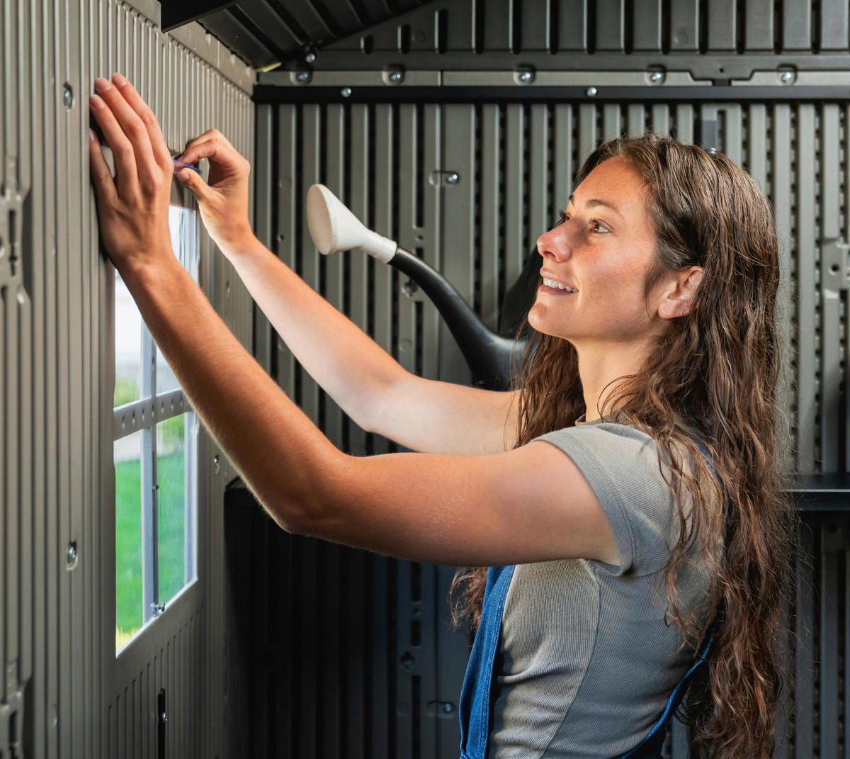 Lifetime Gerätehaus Kentucky grau B/H/L: ca. 427x265x206 cm Kentucky - grau (206,00/427,00/265,00cm) - Lifetime