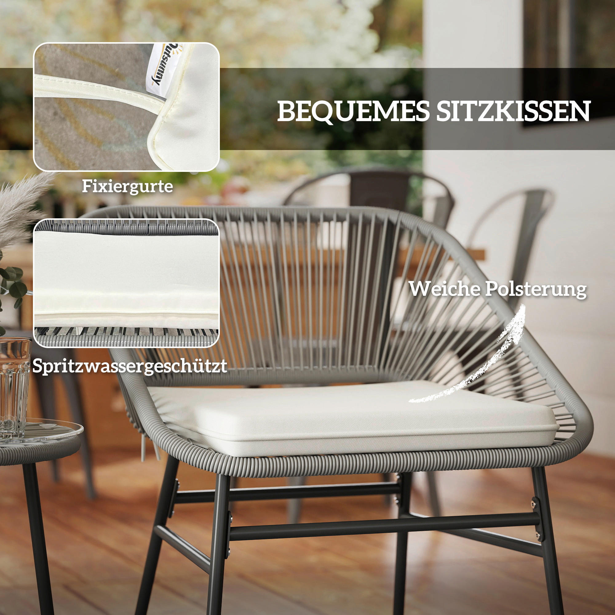 Outsunny Balkonmöbel-Set dunkelgrau Polyethylen B/H/L: ca. 63x76x65 cm Balkonmöbel Set - dunkelgrau (65,00/63,00/76,00cm) - Outsunny