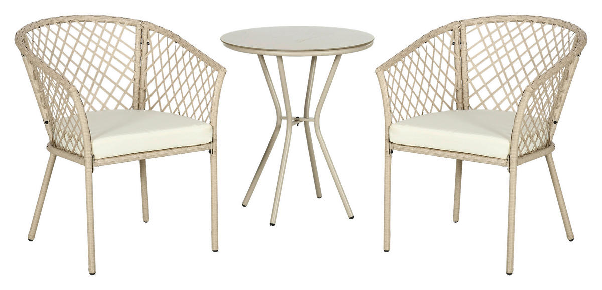 Outsunny Sitzgruppe khaki Edelstahl B/H/L: ca. 65x63x81 cm Gartenmöbel_Set - khaki (81,00/65,00/63,00cm) - Outsunny