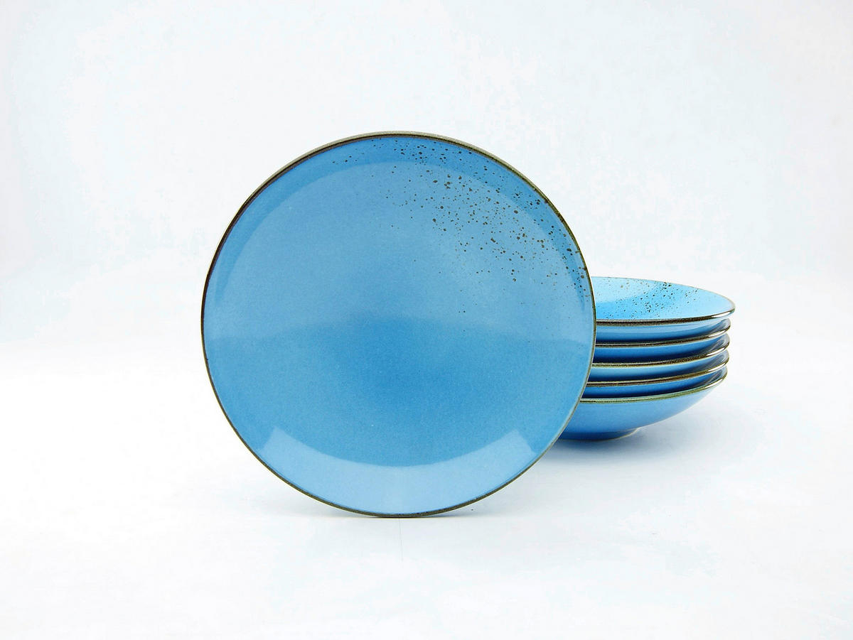CreaTable Suppenteller NATURE COLLECTION blau Steinzeug D: ca. 22 cm NATURE COLLECTION - blau (22,00cm) - CreaTable