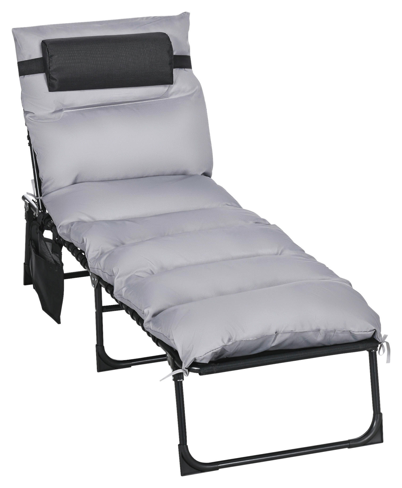 Outsunny Sonnenliege hellgrau Stahl B/H/L: ca. 189x32,5x58 cm Sonnenliege - hellgrau (58,00/189,00/32,50cm) - Outsunny