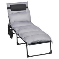 Outsunny Sonnenliege hellgrau Stahl B/H/L: ca. 189x32,5x58 cm Sonnenliege - hellgrau (58,00/189,00/32,50cm) - Outsunny