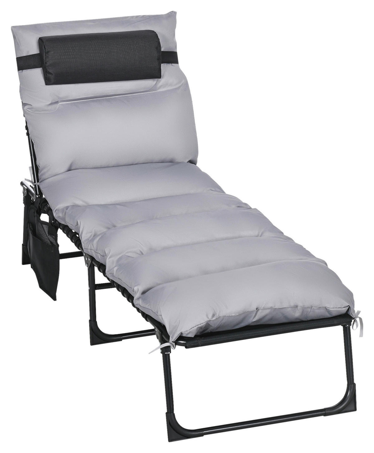 Outsunny Sonnenliege hellgrau Stahl B/H/L: ca. 189x32,5x58 cm Sonnenliege - hellgrau (58,00/189,00/32,50cm) - Outsunny