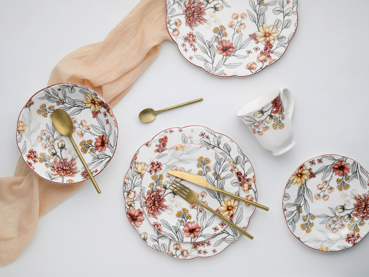 CreaTable Kombiservice Fiore bunt Steingut 16 tlg. Fiore - bunt - CreaTable