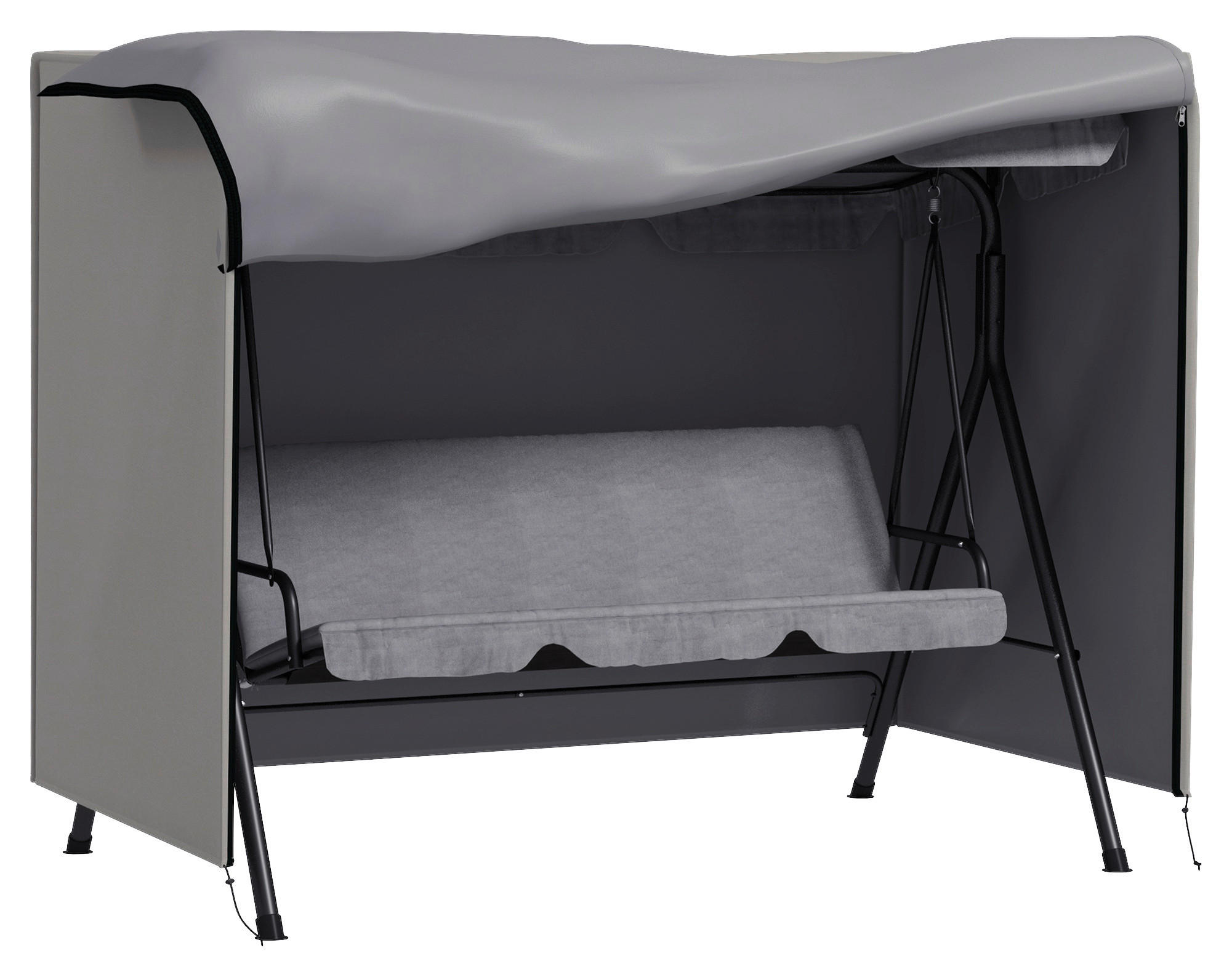 Outsunny Abdeckplane grau Polyester B/H/L: ca. 124x205x164 cm Abdeckhaube_für_Hollywoodschaukeln - grau (164,00/124,00/205,00cm) - Outsunny