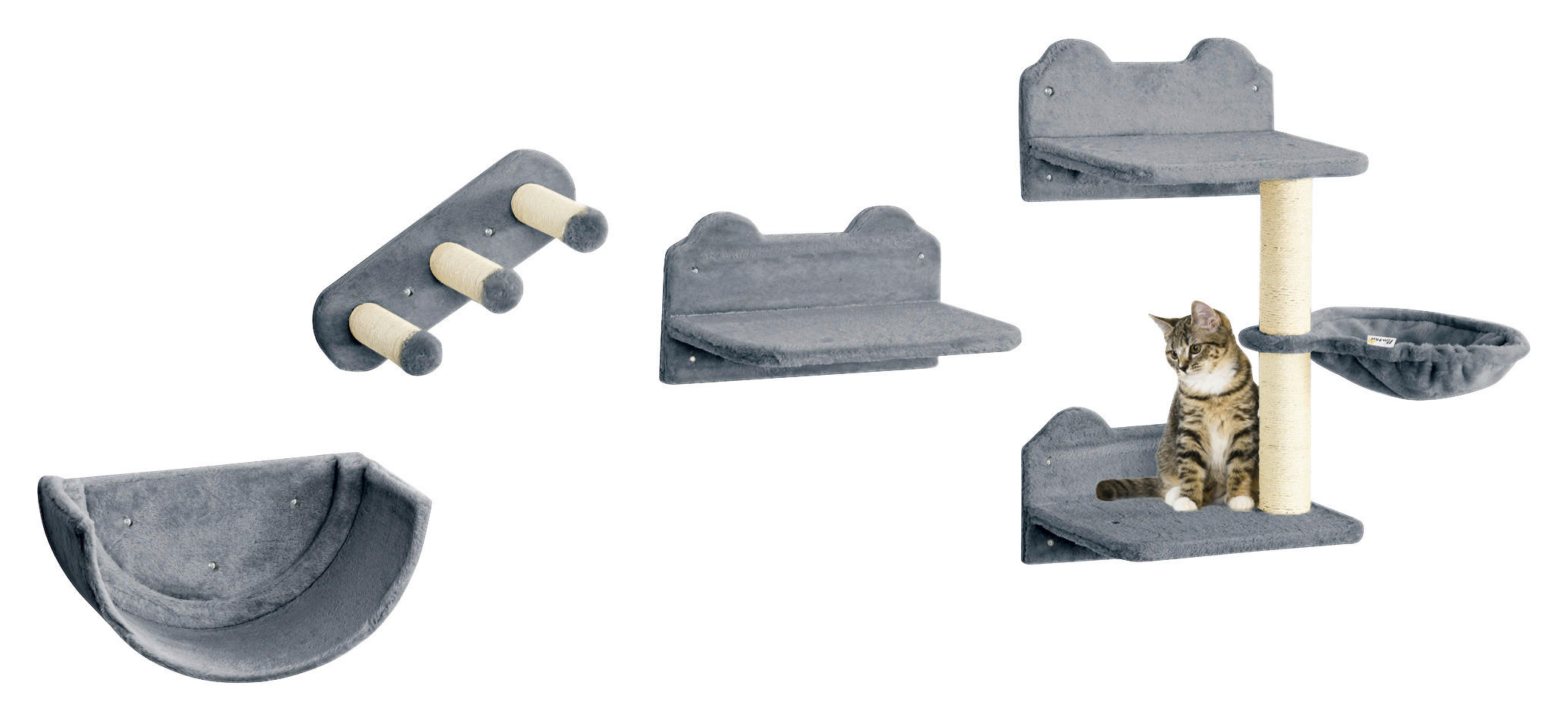 PawHut Katzen Kletterwand grau Polyester B/H/L: ca. 28x73x40 cm Katzen Kletterwand - grau (40,00/28,00/73,00cm) - PawHut