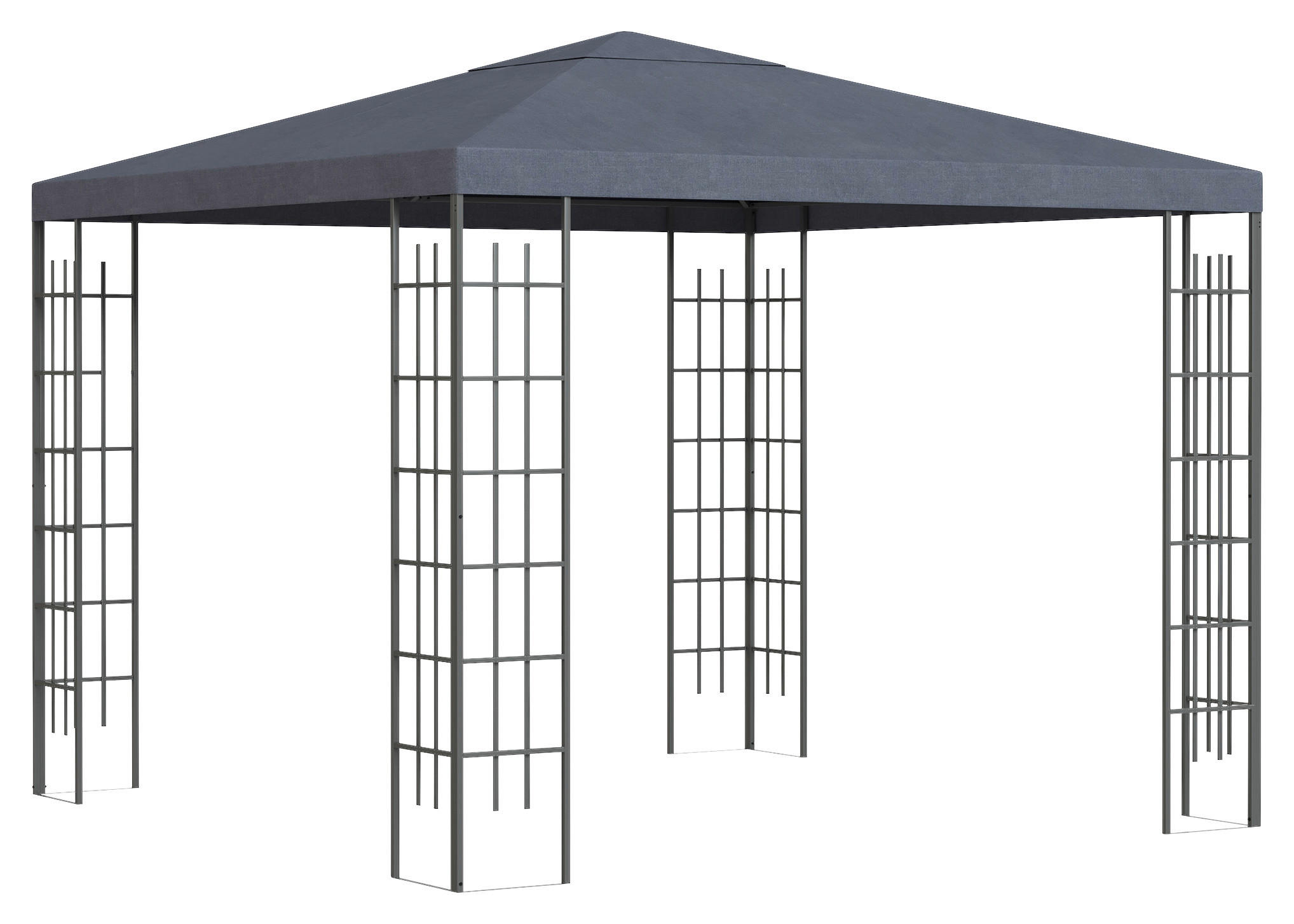 Outsunny Pavillon grau Stahl B/H/L: ca. 295x255x295 cm Pavillon - grau (295,00/295,00/255,00cm) - Outsunny