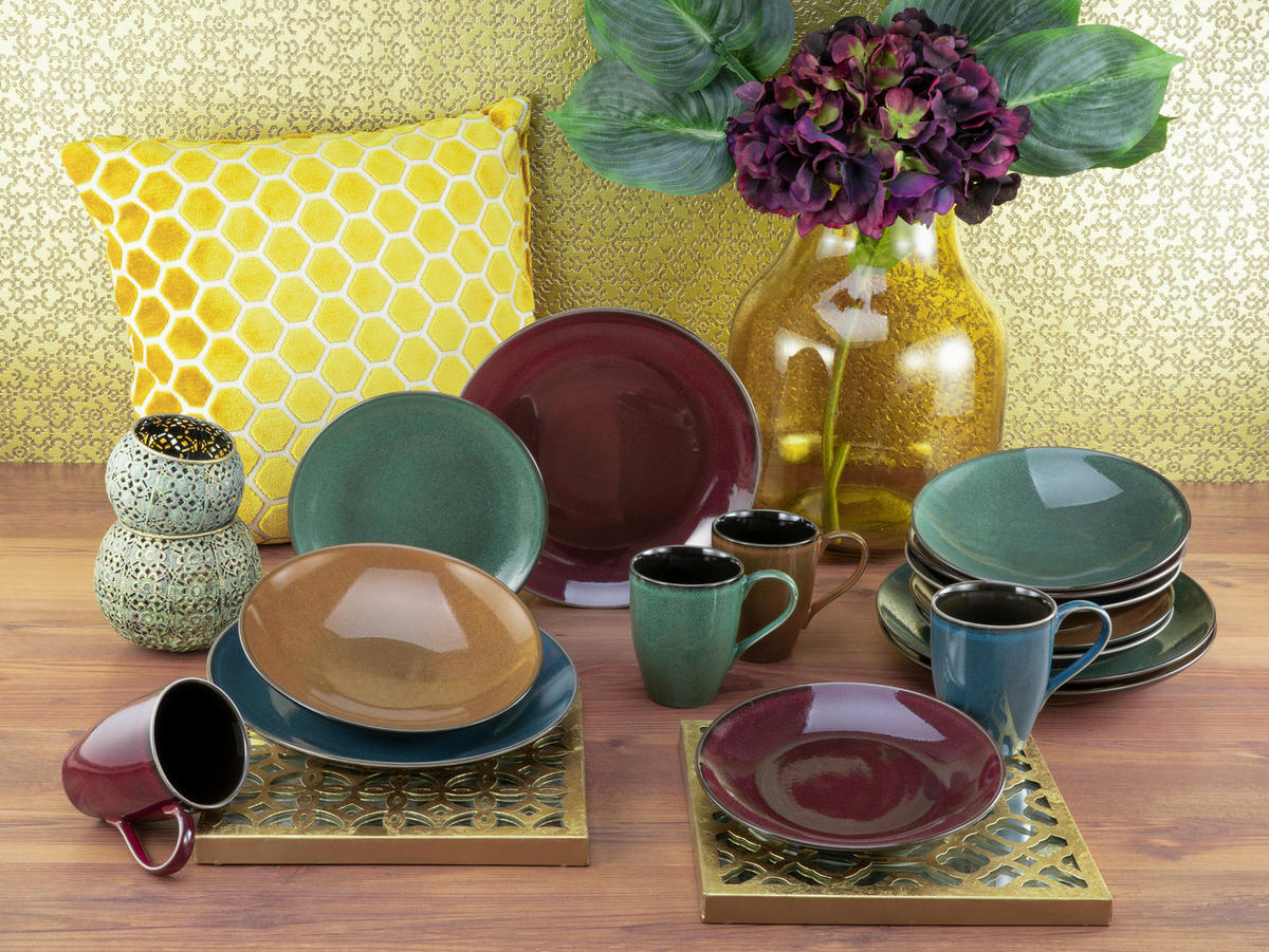 CreaTable Kombiservice Marrakesch multicolor Steinzeug 16 tlg. Marrakesch - multicolor - CreaTable