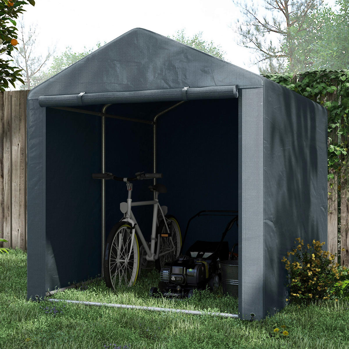 Outsunny Garagenzelt dunkelgrau Polyester B/H/L: ca. 218x172x160 cm Garagenzelt - dunkelgrau (160,00/218,00/172,00cm) - Outsunny