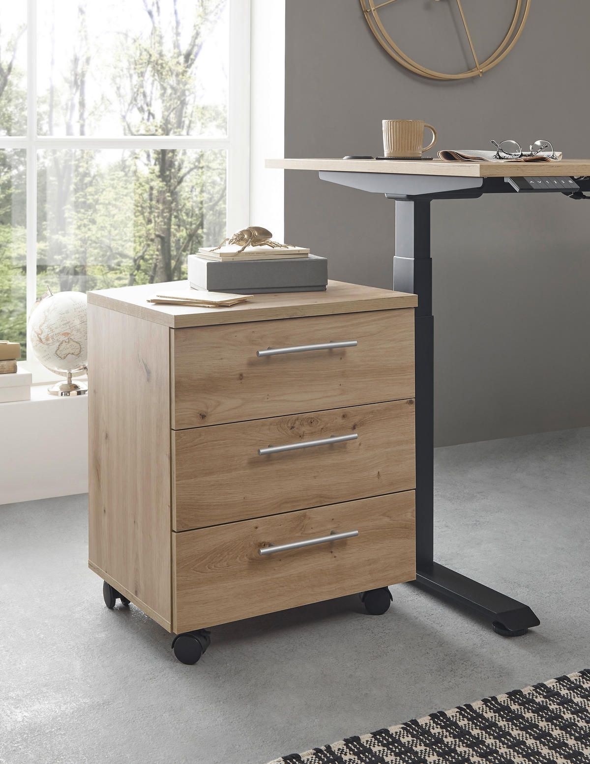Rollcontainer Ben Eiche Artisan Nachbildung B/H/T: ca. 40x56x39 cm Ben - Eiche (40,00/56,00/39,00cm)