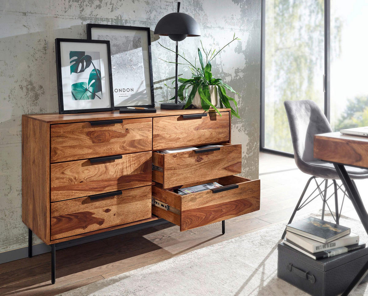 Kommode rosenholz Nachbildung B/H/T: ca. 117x80x42 cm Kommode - rosenholz (117,00/80,00/42,00cm) - Wohnling