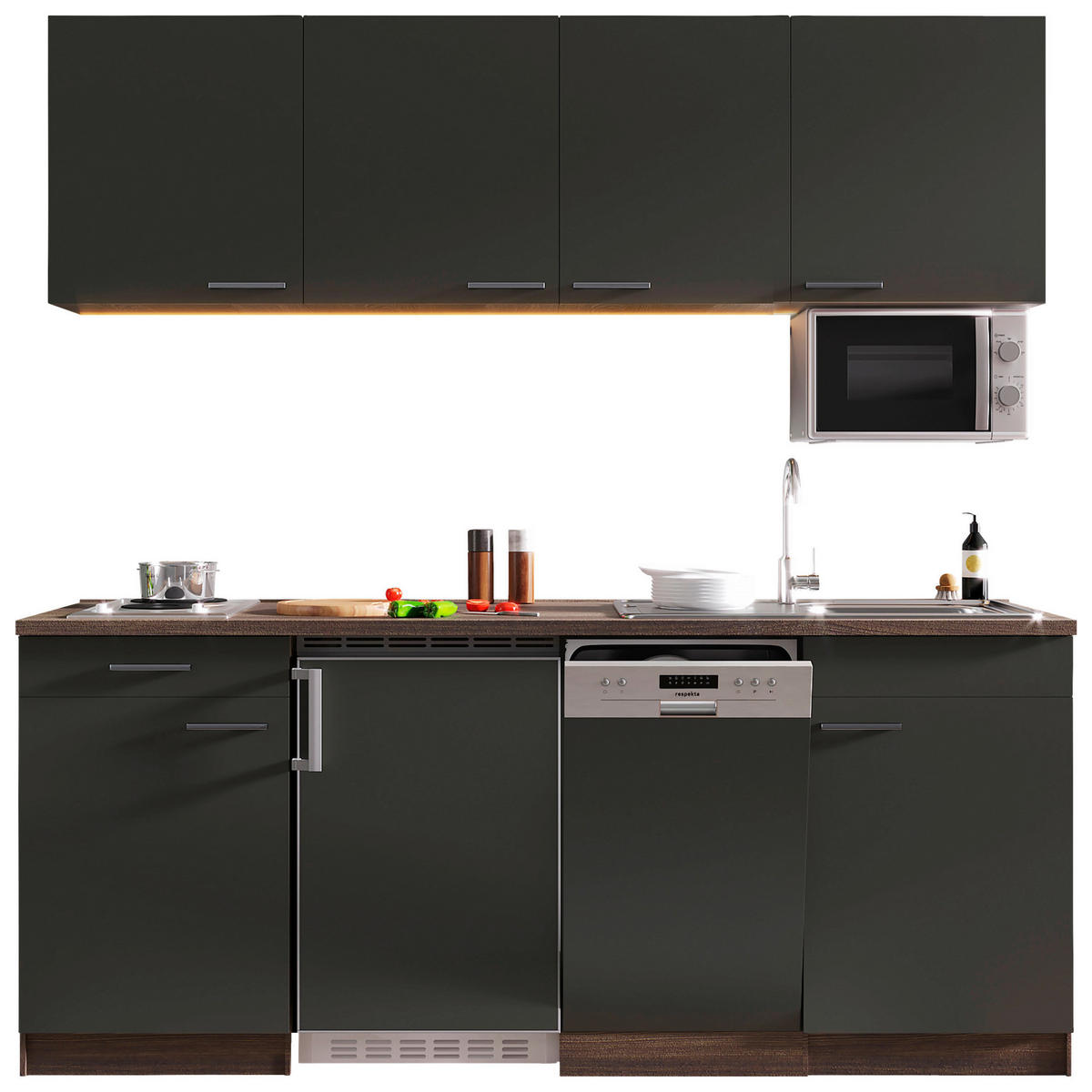 Respekta Küchenblock Economy grau matt B/H/T: ca. 195x200x60 cm Economy - Eiche/grau (195,00/200,00/60,00cm) - Respekta