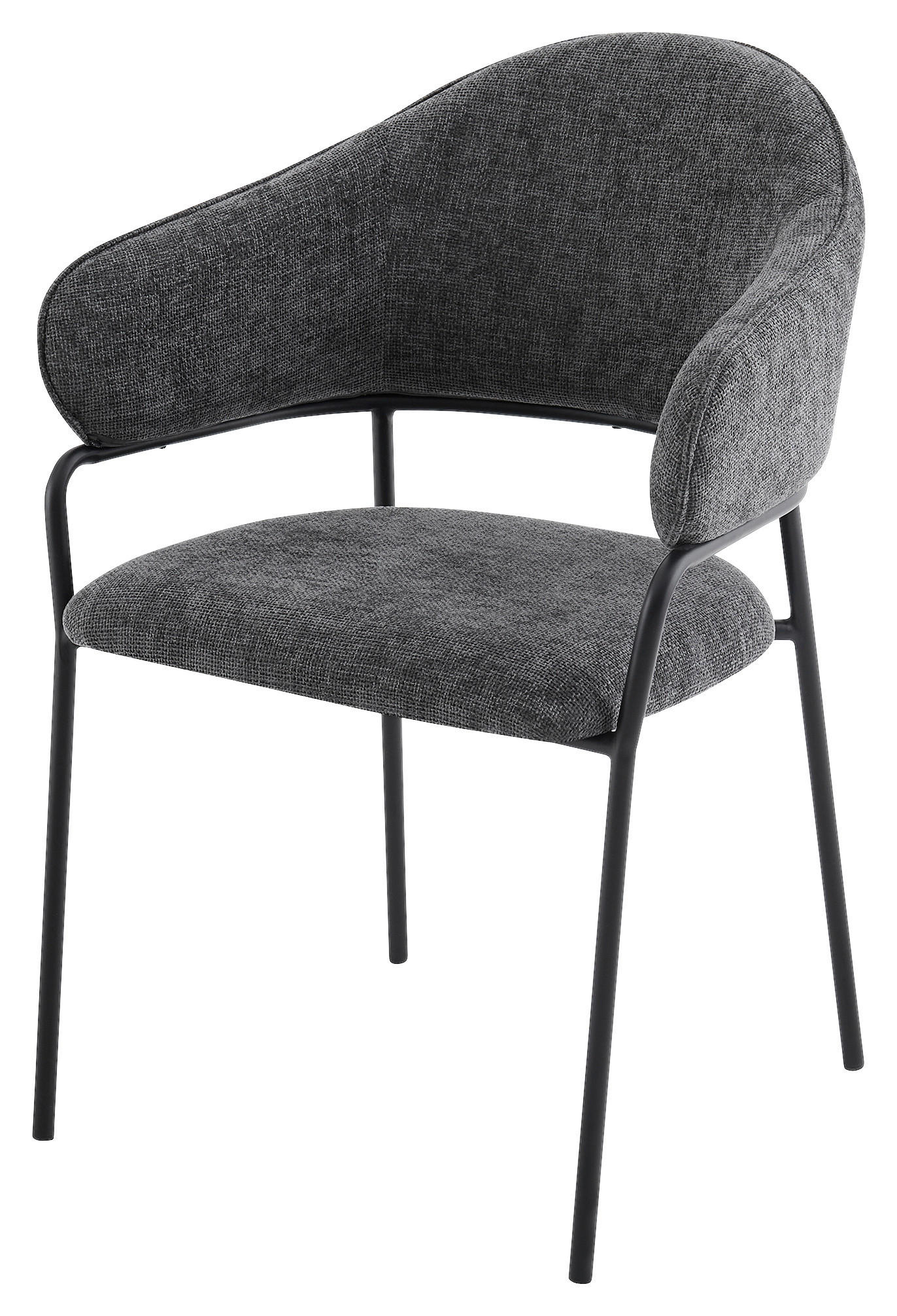 Stuhl CURVE schwarz grau Metall Stoff B/H/T: ca. 60x86x58 cm CURVE - schwarz/grau (60,00/86,00/58,00cm) - byLIVING