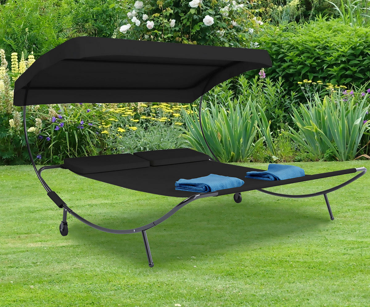 VCM Doppelliege Bindox schwarz Kunststoff B/H/T: ca. 130x137x200 cm Bindox - schwarz (130,00/137,00/200,00cm) - VCM