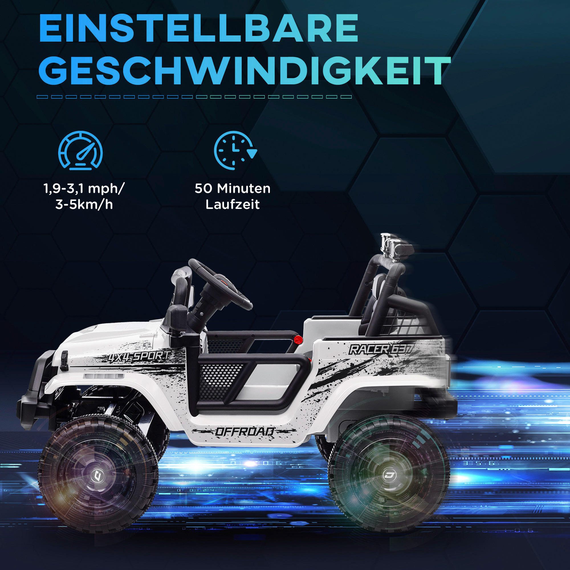 AIYAPLAY Kinder-Elektroauto weiß B/H/L:...