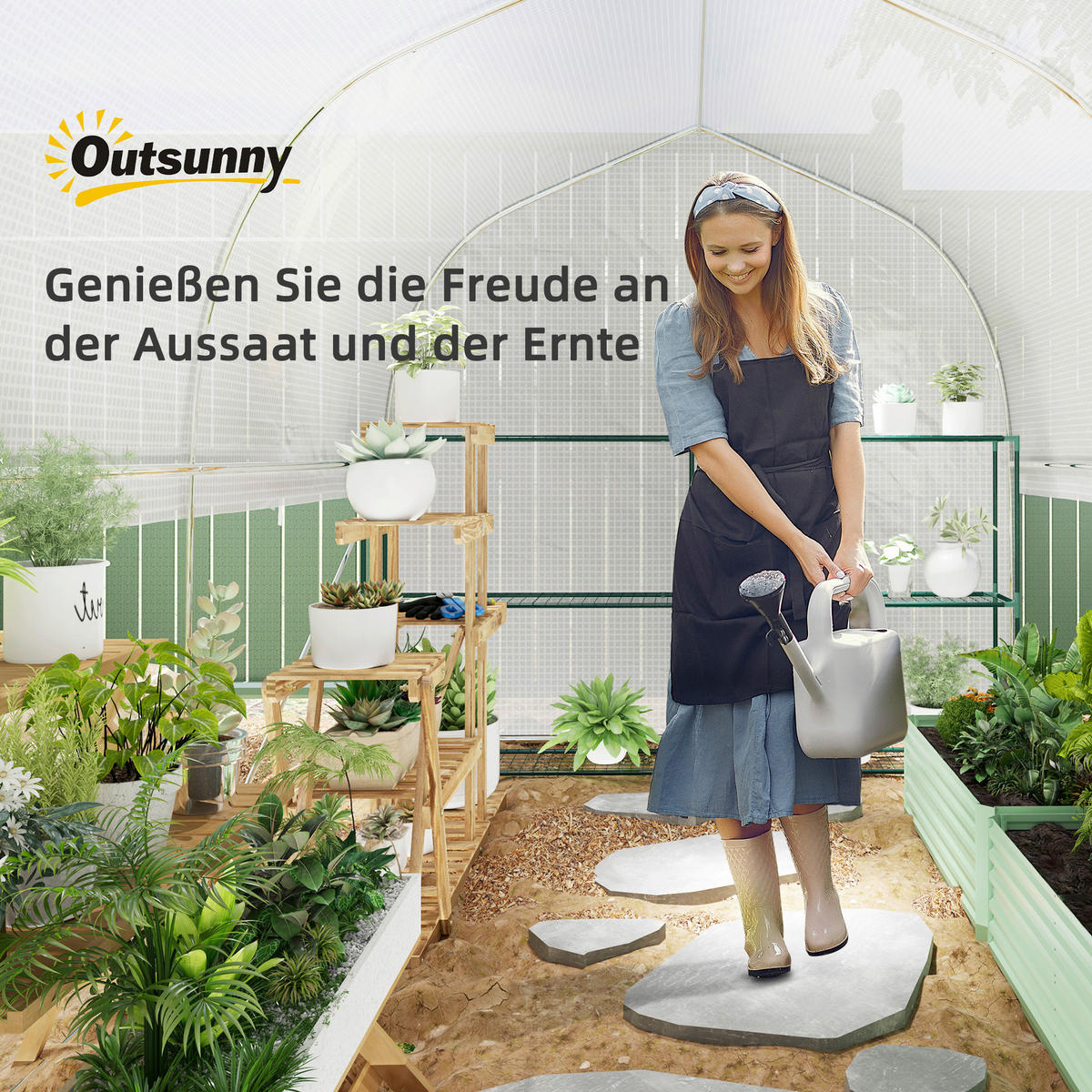 Outsunny Gewächshaus B/H/L: ca. 200x200x300 cm Gewächshaus - weiß (300,00/200,00/200,00cm) - Outsunny