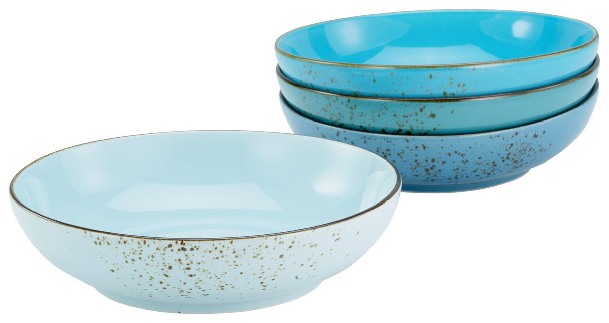 CreaTable Schalen-Set Nature Collection Aqua blau Keramik Nature Collection Aqua - blau (22,50/5,00cm) - CreaTable