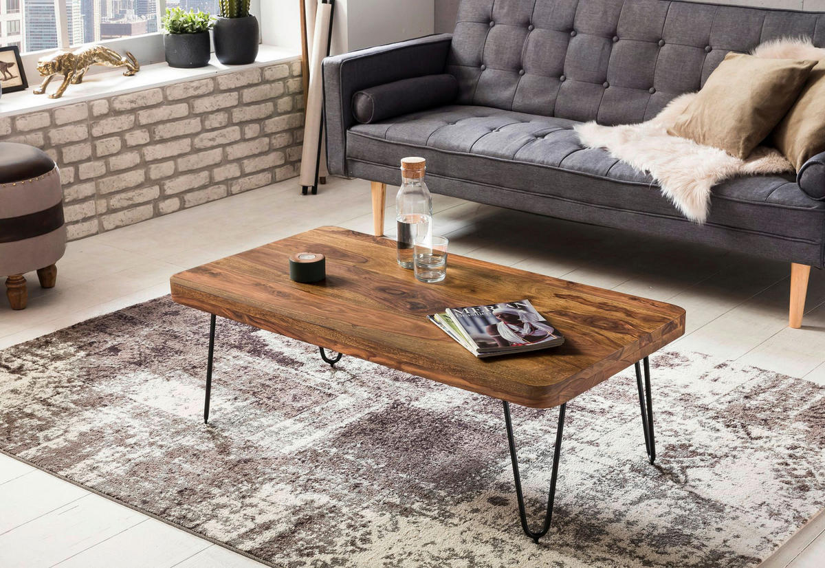 Couchtisch natur schwarz B/H/T: ca. 115x40x60 cm Couchtisch - natur/schwarz (115,00/40,00/60,00cm) - Wohnling