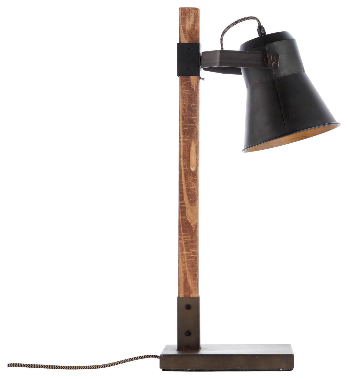 Brilliant Tischleuchte 82149/46 schwarz braun Metall Holz B/H/T: ca. 29x55x16 cm E27 1 Brennstellen Plow - braun/schwarz (29,00/55,00/16,00cm) - Brilliant