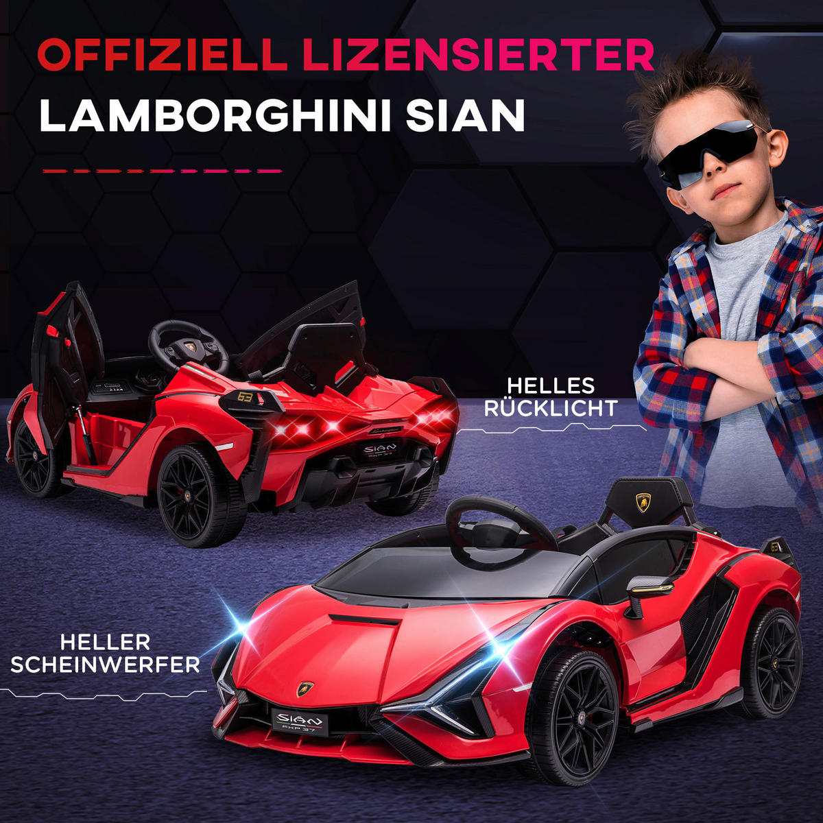HOMCOM Kinder-Elektroauto rot B/H/L: ca. 62x65x132 cm Kinder Elektroauto - rot (132,00/62,00/65,00cm) - HOMCOM