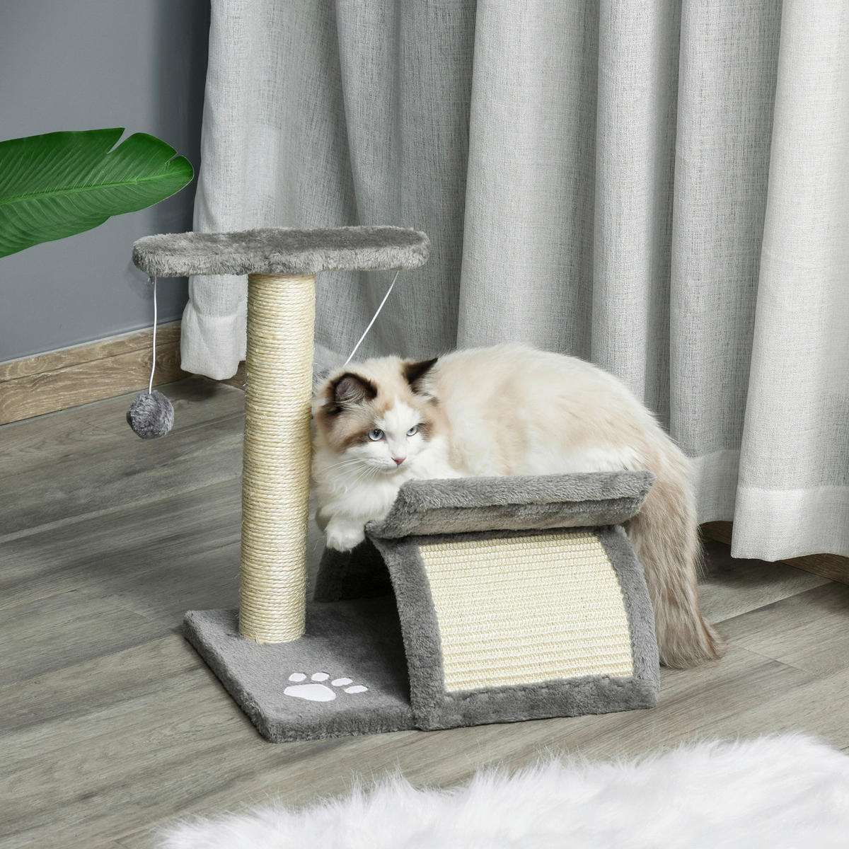 PawHut Katzenkratzbaum hellgrau Spanplatte B/H/L: ca. 30x43x40 cm Katzenkratzbaum - hellgrau (40,00/30,00/43,00cm) - PawHut