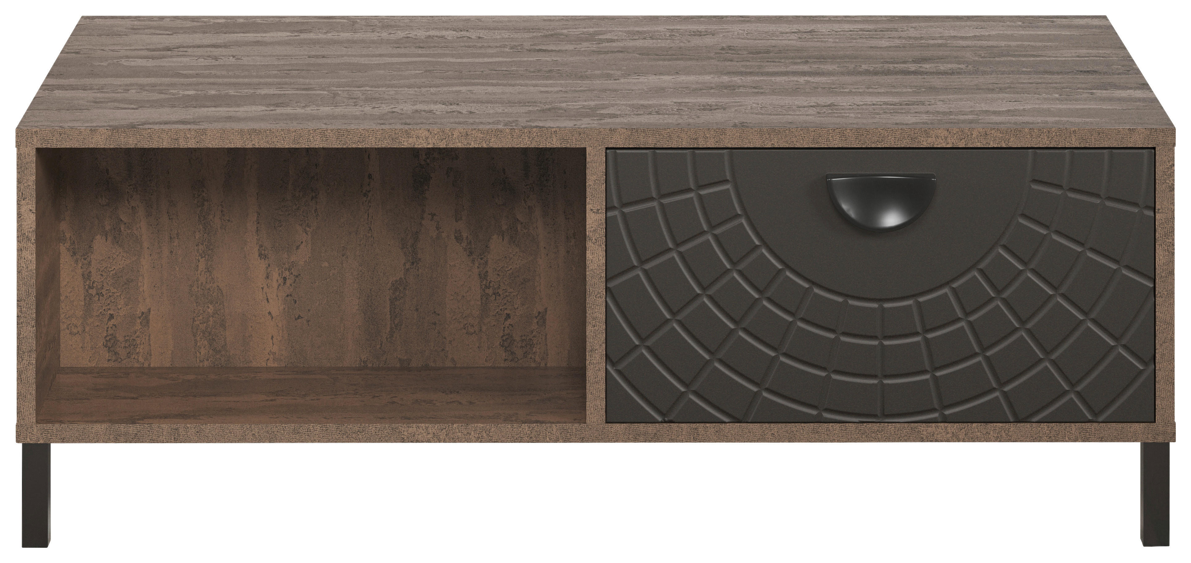 Couchtisch Fusion Eiche dunkel Nachbildung bronze Optik B/H/T: ca. 110x37x60 cm Fusion - Eiche/bronze (110,00/37,00/60,00cm)