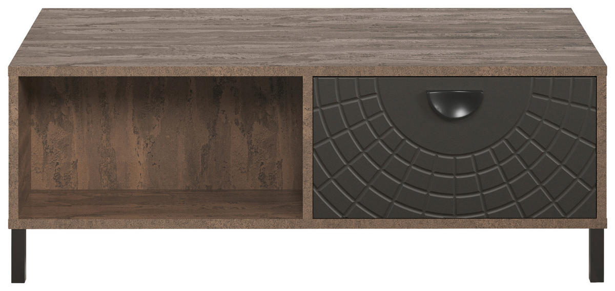 Couchtisch Fusion Eiche dunkel Nachbildung bronze Optik B/H/T: ca. 110x37x60 cm Fusion - Eiche/bronze (110,00/37,00/60,00cm)